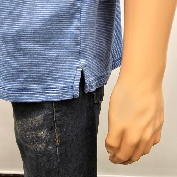 TOMMY BAHAMA Pacific Shore Polo Shirt  Men M Blue Allure Heather Striped Cotton - Picture 9 of 13